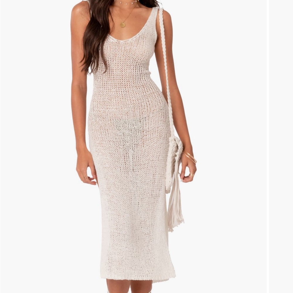 Edikted Nevea Mesh Knit Cover-up midi dress